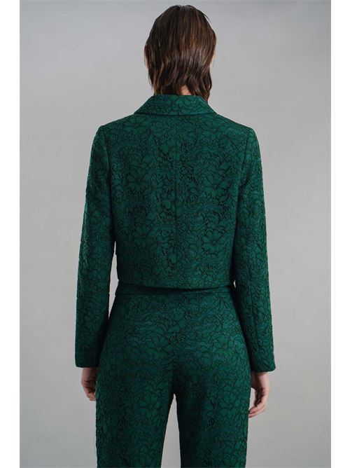 Giacca cropped in pizzo Nualy | I25N2234VERDE BOSCO